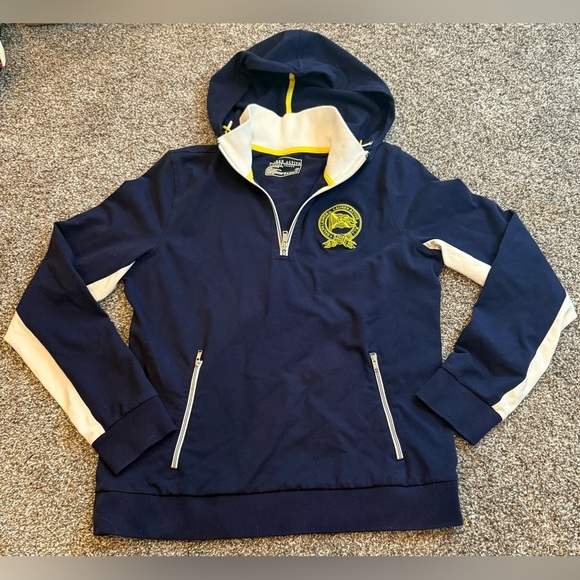 Woman’s Size Medium Lauren Ralph Lauren Pullover Navy Blue Quarter Zip vintage - Picture 1 of 5